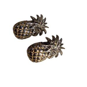 Pineapple Shaped Silver-Tone Stud Earrings With Tropical Vibes